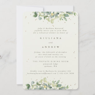 Invitation Crème Snowberry+Eucalyptus Mariage répétition