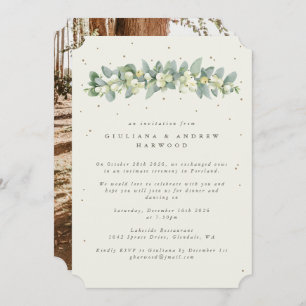 Invitation Crème Snowberry+Eucalyptus Réception de mariage Ph