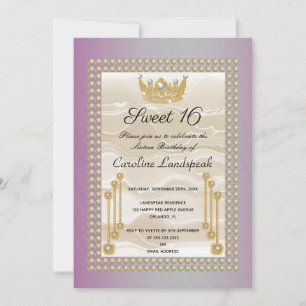 Invitation Crème soie douce 16 Pearl Couronne Fuchsia Metalli
