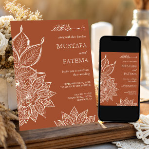 Invitation Crème Terracotta Mehndi Henna Mariage Musulman