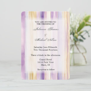 Invitation Crème violet romantique Iris Stripes Mariage