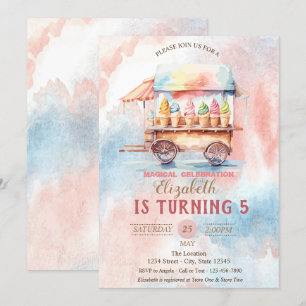 Invitation Crèmes glacées Aquarelle Splash Anniversaire