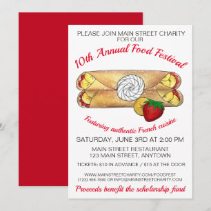 Invitation Crêpe Pancake France French Food Festival Crepes