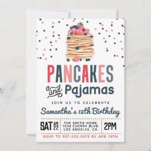 Invitation Crêpes et pyjamas Anniversaire