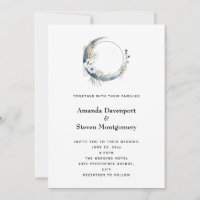 Crescent Bleu Lune avec Mariage Fleurs Blanches