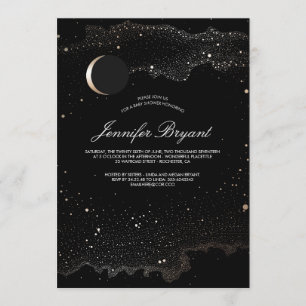Invitation Crescent Lune et Etoiles de nuit Baby shower