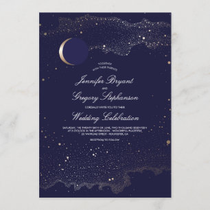 Invitation Crescent Lune et étoiles de nuit Mariage de la Mar