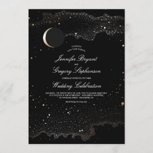 Invitation Crescent Lune et étoiles de nuit Mariage moderne