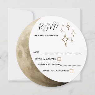 Invitation Crescent Lune & Gold Stars Mariage RSVP