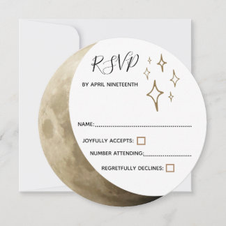 Invitation Crescent Lune & Gold Stars Mariage RSVP