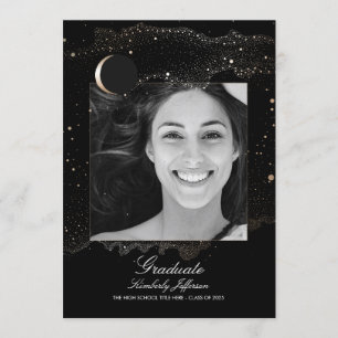 Invitation Crescent Moon et Starry Night Photo Graduation