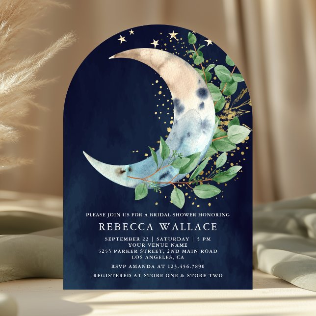 Invitation Crescent Moon Eucalyptus Arch Fête des mariées mar (Créateur téléchargé)