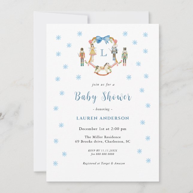 Invitation Crest de casse-noisette mignon avec monogramme Gar (Devant)