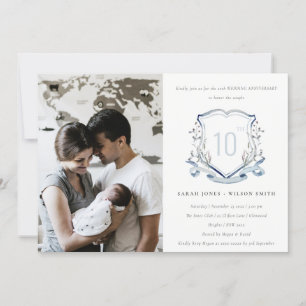 Invitation Crête de fleur sauvage bleue Photo Anniversaire de