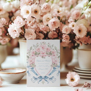 Invitation Crête de fleurs de cerise douce   Mariage de monog