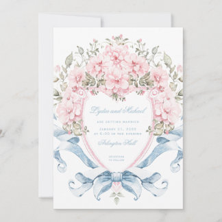 Invitation Crête de fleurs de cerise douce | Mariage de monog
