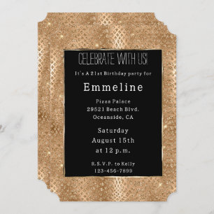 Invitation Crête de serpent à Parties scintillant de Glam Or