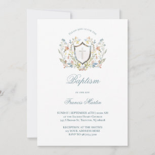 Invitation crête florale   Baptême