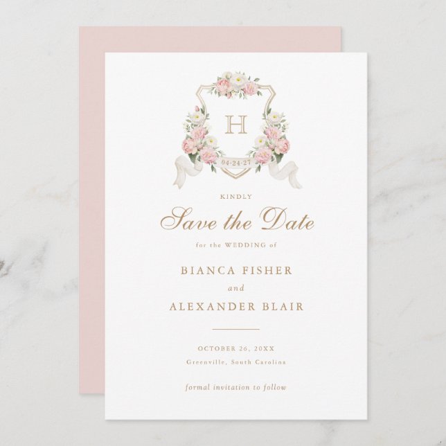 Invitation Crête verte blanche Hydrangea Enregistrer la date (Devant / Derrière)