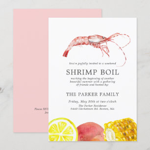 Invitation Crevette bouillie  Thème de fruits de mer