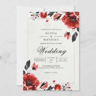 Invitation Crimson Bloom Mariage romantique