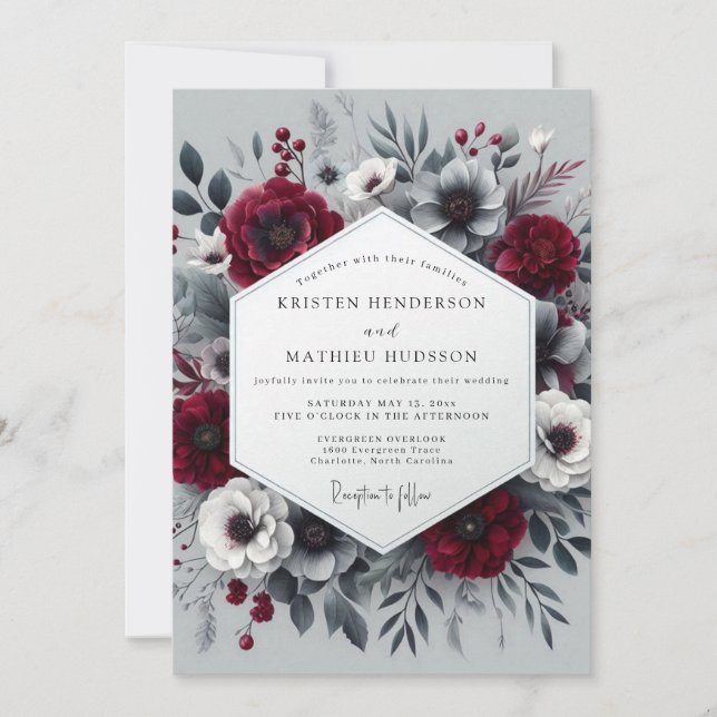 Invitation Crimson Bloom Moody Romance Wedding (Devant)