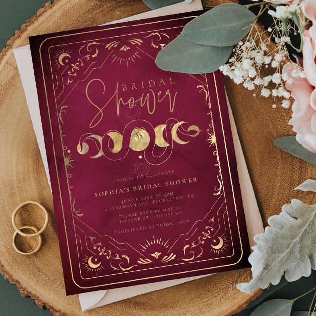 Invitation Crimson de Tarot céleste Fête des mariées rouge et (Créateur téléchargé)