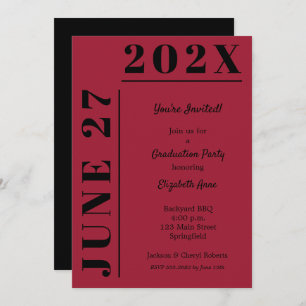 Invitation Crimson et Black Graduation Party