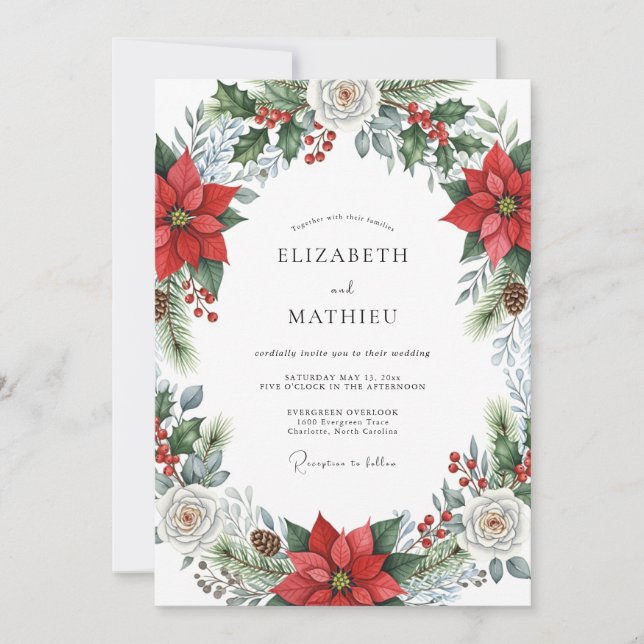Invitation Crimson Majestic Winter Wedding (Devant)