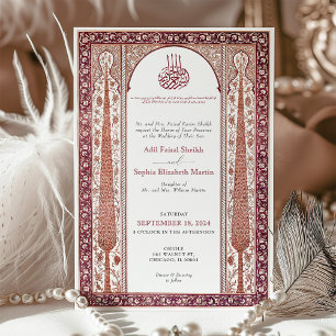Invitation Crimson Plum Iznik Carrelage inspiré Mariage islam