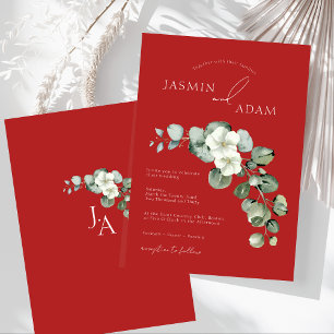 Invitation Crimson Red Eucalyptus Mariage de feuillage