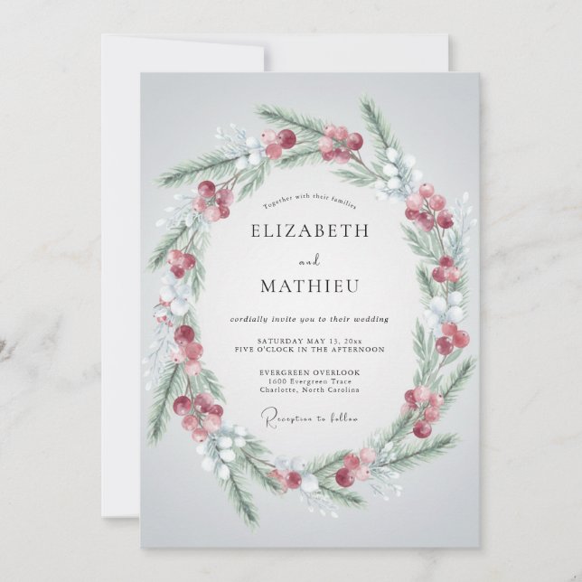 Invitation Crimson Rustic Winter Wedding (Devant)