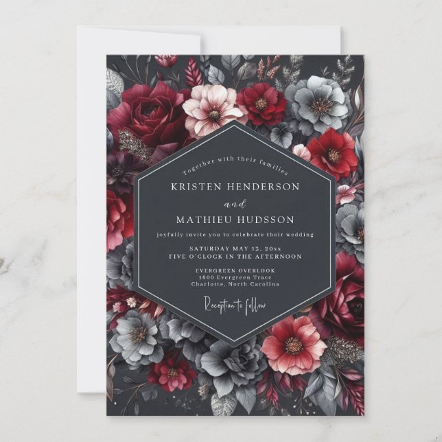 Invitation Crimson Shadow Nocturne Wedding (Devant)