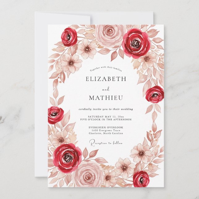 Invitation Crimson Soft Autumnal Wedding (Devant)