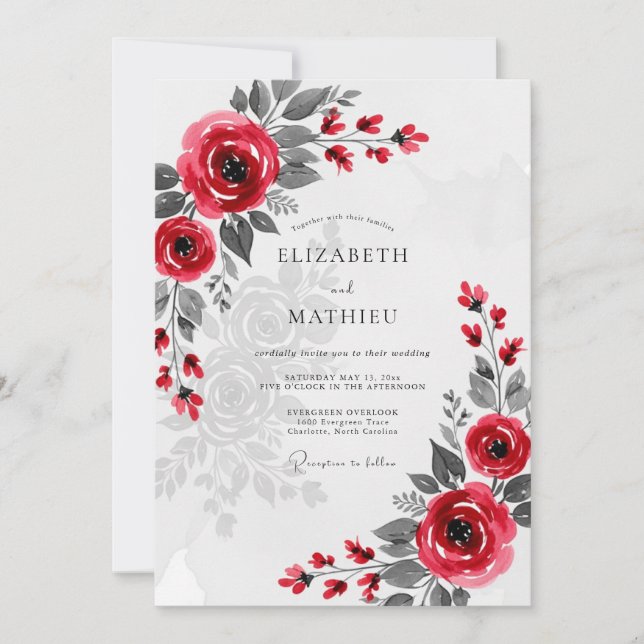 Invitation Crimson Sophisticated Winter Wedding (Devant)