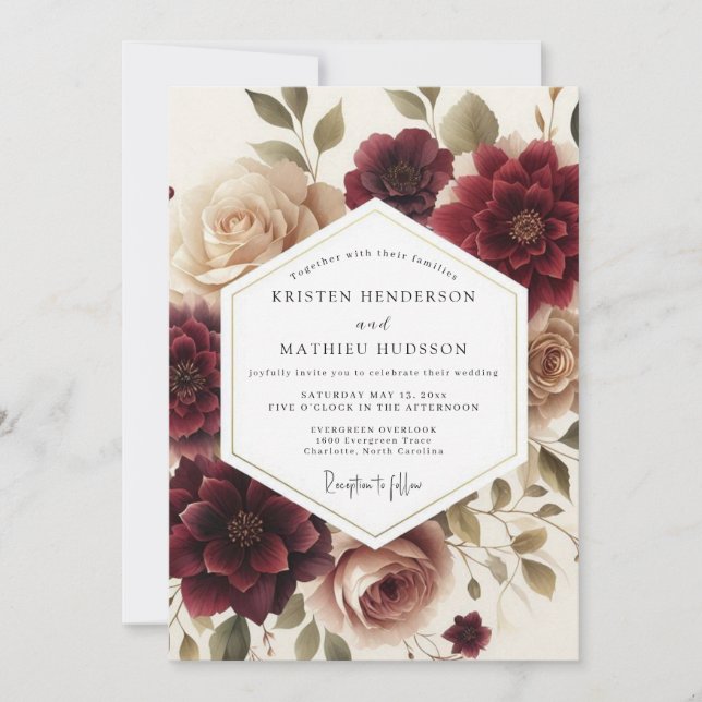 Invitation Crimson Tawny Vignette Wedding (Devant)