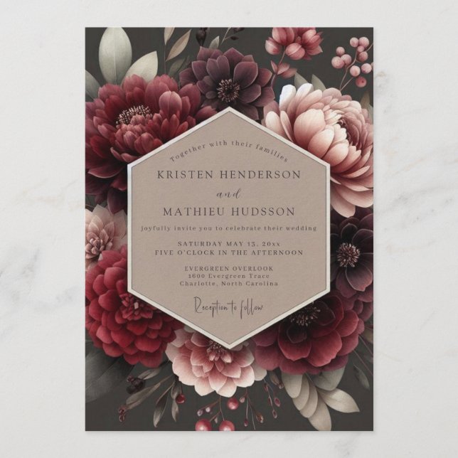 Invitation Crimson Velvet Wedding (Devant)
