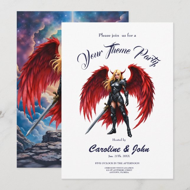 Invitation Crimson Wing – Fallen Angel Warrior. (Devant / Derrière)