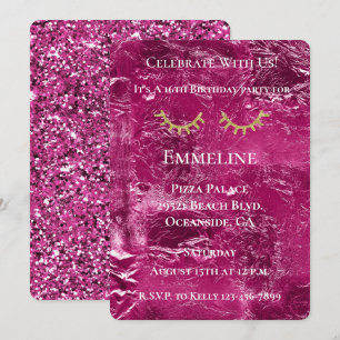 Invitation Crinké rose Glitzy Gold Parties scintillant Eyelas