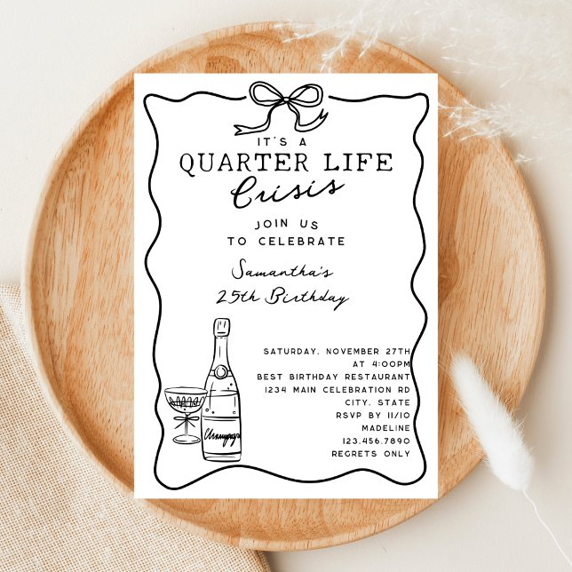 Invitation Crise de la quart de vie drôle rétro arc 25e anniv (Créateur téléchargé)