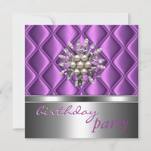 Invitation Cristal de Bijou Argent Mauve Violet (Devant)