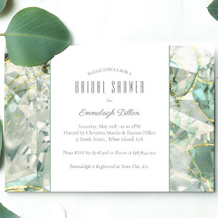 Invitation Cristal de Vert Sauge Aventurine Lavage de Noces