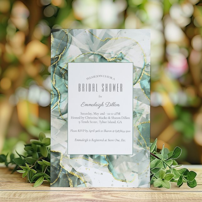 Invitation Cristal de Vert Sauge Aventurine Shower de Mariage (Créateur téléchargé)