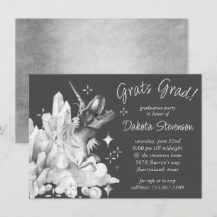 Invitation Cristal Dinocorn   Silver Grey Graduation virtuell
