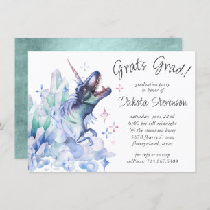 Invitation Cristal Dinocorn Unicorn Dinosaur Grad Party