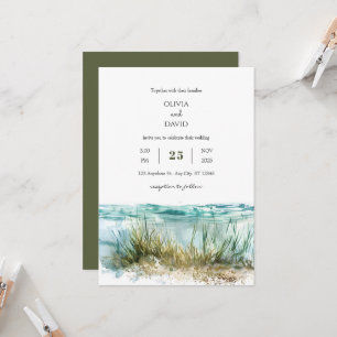 Invitation Cristal eaux claires Seagrass Marine Beach Mariage