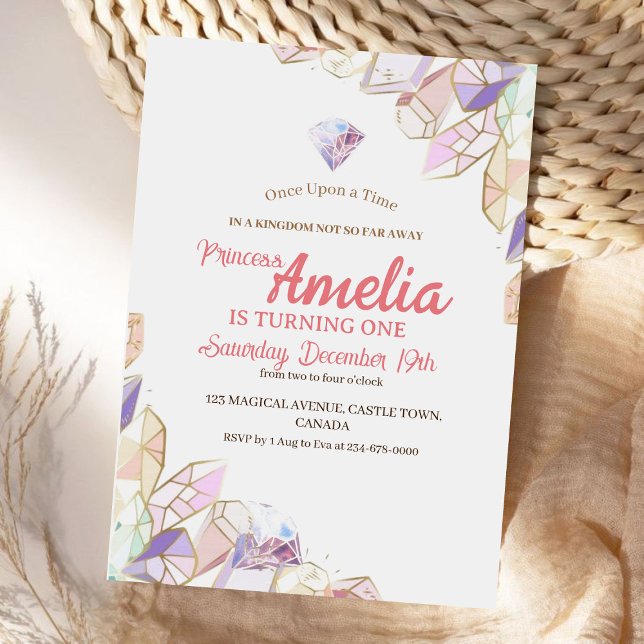 Invitation Cristal fête d'anniversaire Premier anniversaire (Créateur téléchargé)