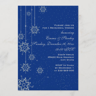Invitation Cristal flocons de neige bleu dîner de répétition