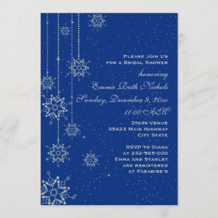 Invitation Cristal flocons de neige bleu mariage douche nupti