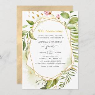 Invitation Cristal géométrique Golden 50e anniversaire Mariag